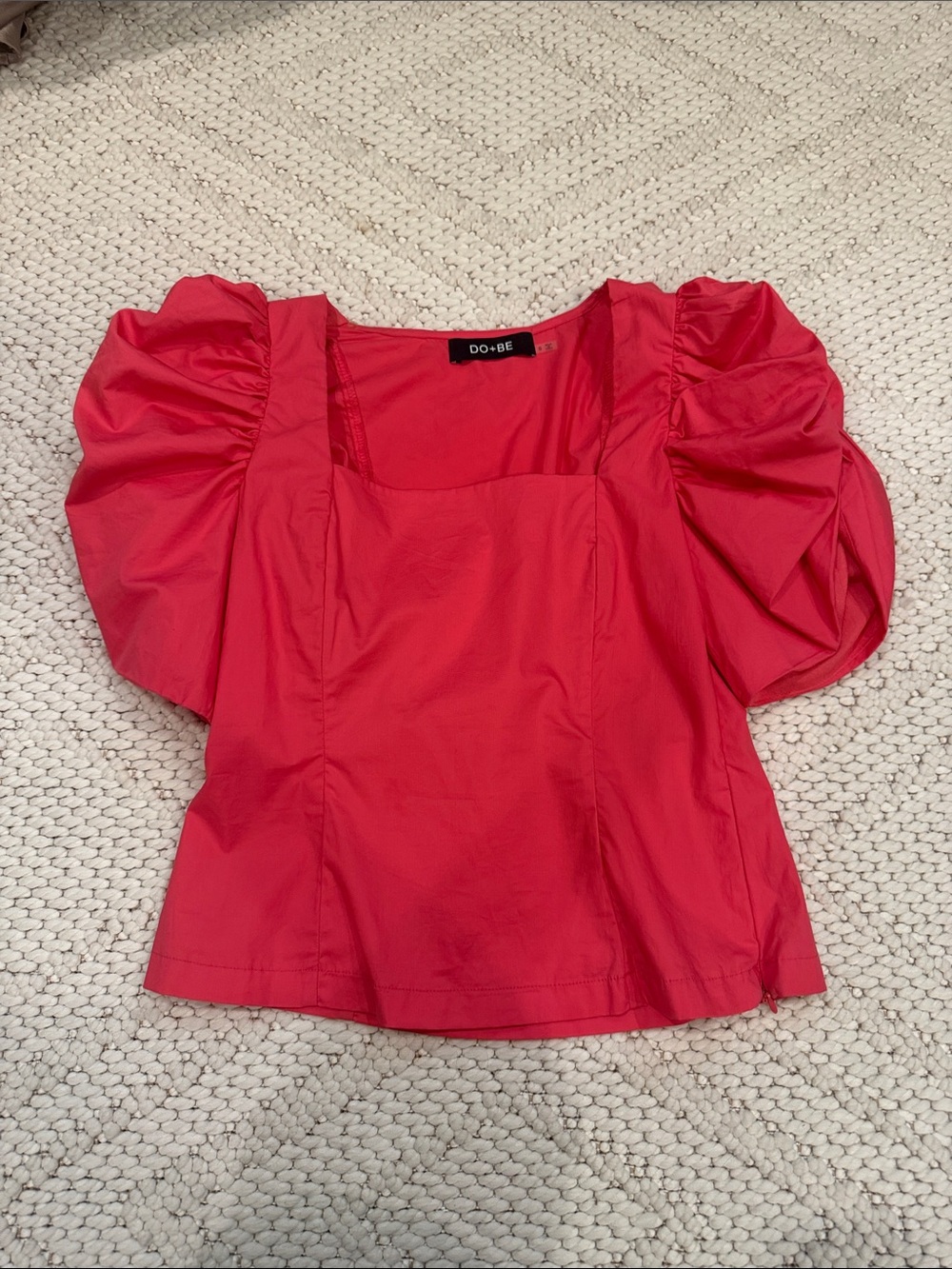 DO+BE Deep Pink Puff Sleeve Square Neck Blouse